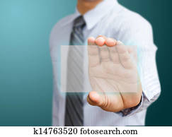 Human hand holding business card