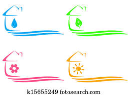icons of eco house and heating
