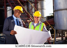 industrial, engenheiros, com, blueprint