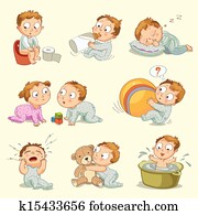 Clipart of Baby kid girl bathing in bath tub and washing hair k21283633 ...