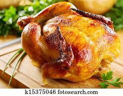inteiro, frango assado