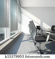  interior with blinds and office table