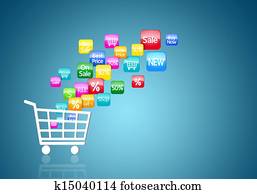 internet, shopping linha, conceito