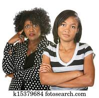 irritado, mãe filha