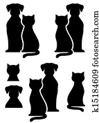 isolated dog and cat silhouette isolated dog and cat silhouette