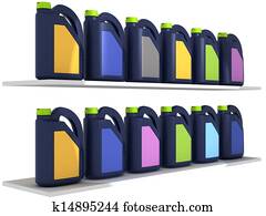 Jerrycans で 車エンジン オイル 隔離された イラスト K Fotosearch