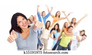 joven, feliz, gente, grupo, portrait.