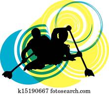 Kayaking in river. Vector illustrat Kayaking in river. Vector illustrat