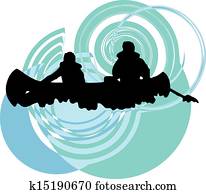 Kayaking in river. Vector illustrat Kayaking in river. Vector illustrat