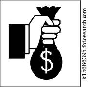 kezezés kitart pénz, táska, noha, dollár