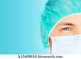 kirurg, ind, medicinsk, cap, og, maske