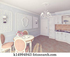 Kitchen Interior Drawing | u37921582 | Fotosearch