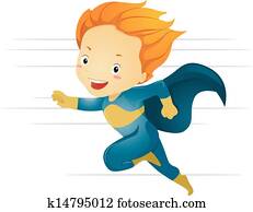 klein, kind, junge, superhero, laufende, schnell klein, kind, junge, superhero, laufende, schnell