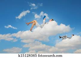 komandējums, cilvēki, melīgs, dzeršana uz vietas, clouds