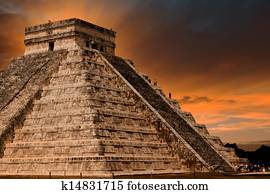 kukulkan, piramide, em, chichen itza, local, méxico