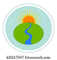 landschaft, mit, fluss landschaft, mit, fluss