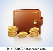 ledern brieftasche, mit, geld