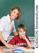 lehrer, und, grundschulestudent