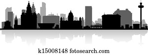 liverpool, horizonte cidade, silueta