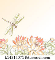 Lotus flower and dragonfly. Lotus flower and dragonfly.