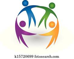 ludzie, razem, teamwork, logo