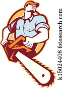 Lumberjack Tree Surgeon Arborist Chainsaw Retro Lumberjack Tree Surgeon Arborist Chainsaw Retro