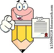 lápiz, carácter, tenencia, un, contrato