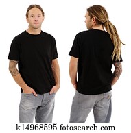 Male with blank black shirt and dreadlocks