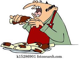 Man eating barbecue ribs Man eating barbecue ribs