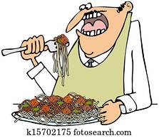 Man eating spaghetti Man eating spaghetti