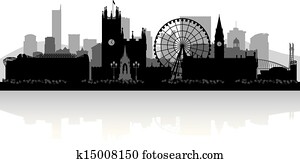 manchester, horizonte cidade, silueta manchester, horizonte cidade, silueta
