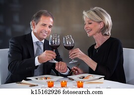 Mature Couple Toasting Wine Mature Couple Toasting Wine