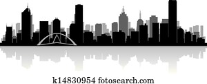 Melbourne Australia city skyline vector silhouette Melbourne Australia city skyline vector silhouette