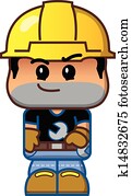 mignon, dessin animé, ouvrier construction