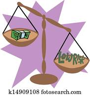 money on a balance scale 