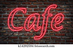 Neon Cafe sign. Neon Cafe sign.