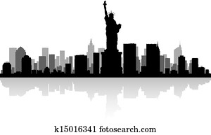 new york city skyline, silhouette new york city skyline, silhouette
