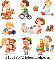 niños, jugar con, juguetes