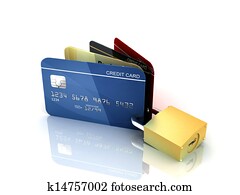 Padlock and credit cards
