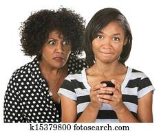 pai, eavesdropping, menina adolescente