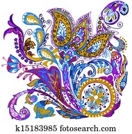 Paisley flower hand drawing illustration
