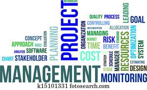 palabra, nube, -, gerencia de proyecto