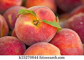peach with leaf peach with leaf