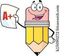 Pencil Holding A Report Card Pencil Holding A Report Card