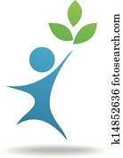 People and leaf icon, nature symbol