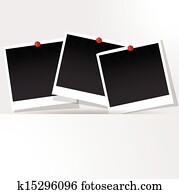 Photo frames with push pins present Photo frames with push pins present