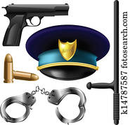 policía, artículos, conjunto