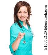 Portrait of a woman wearing doctor uniform