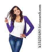 Portrait of smiling and flirting woman 