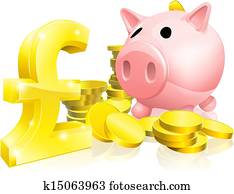 Pound sign piggy bank